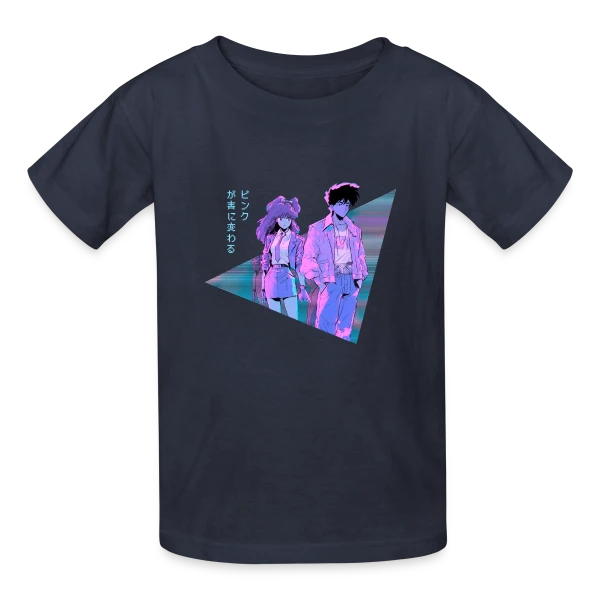 Couple Anime Vaporwave Mélancolie Esthétique sur T-shirts Russell Enfant