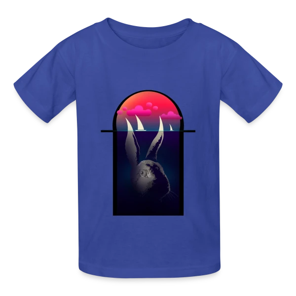 Lapin Navigateur et Bateaux sur T-shirts Russell Enfant
