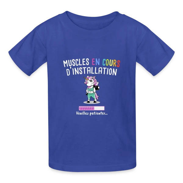 Muscles en Cours : Licorne Fitness Humour - Cadeau Sportif sur T-shirts Russell Enfant
