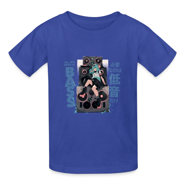 Fille Anime et Tour de Haut-parleurs - All We Need is Bass sur T-shirts Russell Enfant