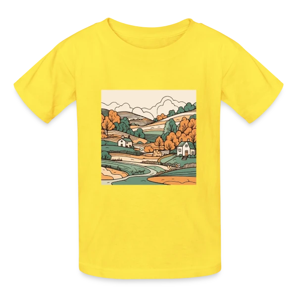 Douceur du Paysage Champêtre sur T-shirts Russell Enfant