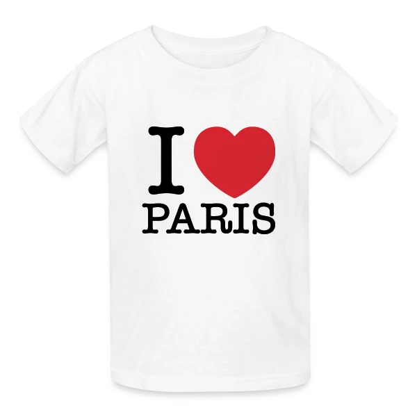 J'aime Paris Cœur Rouge sur T-shirts Russell Enfant