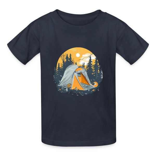 Nuit de Camping en Forêt sur T-shirts Russell Enfant
