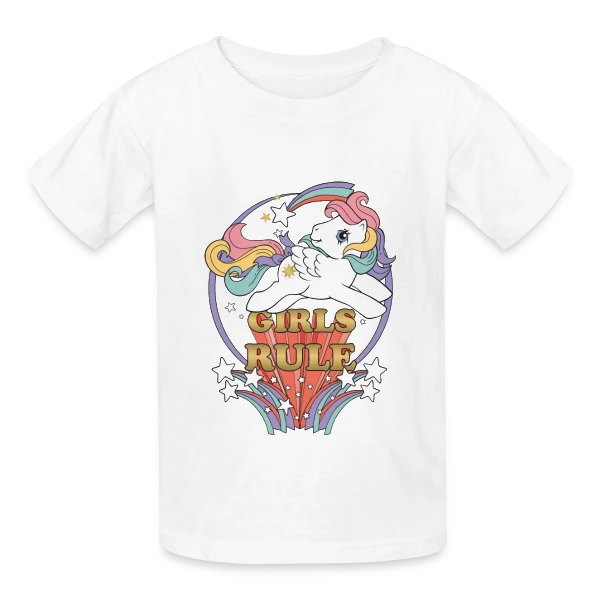 Poney Rétro Girls Rule sur T-shirts Russell Enfant