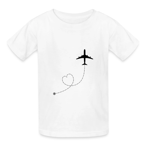 Avion Route Cœur sur T-shirts Russell Enfant