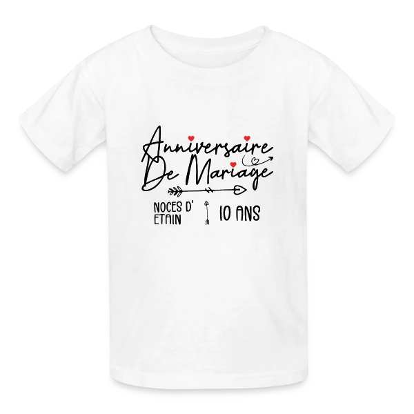 Anniversaire Mariage Noces Étain sur T-shirts Russell Enfant