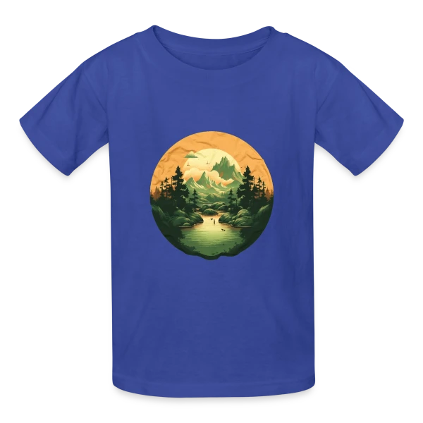 Paysage Naturel : Design Sérénité sur T-shirts Russell Enfant