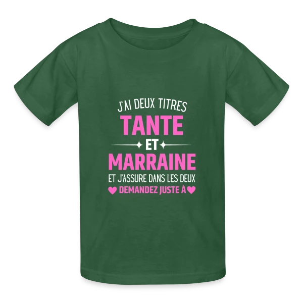 Tante et Marraine : Le T-shirt Humour Personnalisé avec les Prénoms des Enfants sur T-shirts Russell Enfant