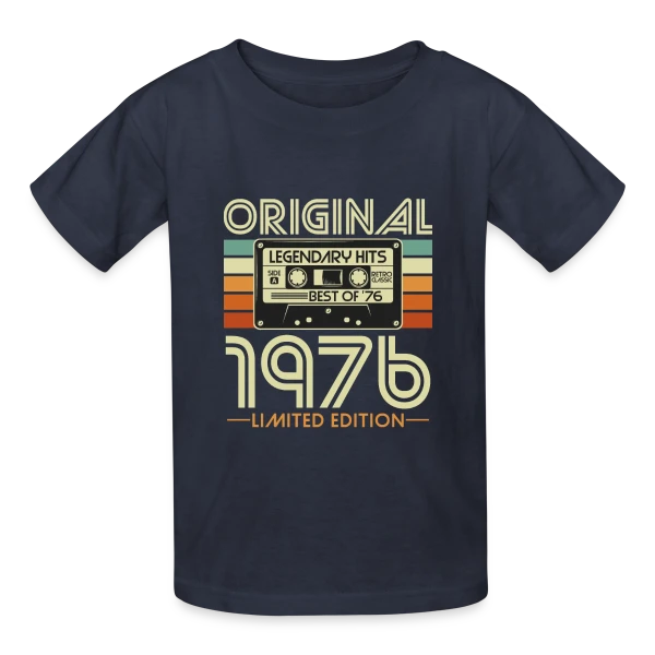 Cassette Rétro 1976 Légendaire sur T-shirts Russell Enfant