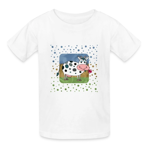 La Vache Joyeuse sur T-shirts Russell Enfant