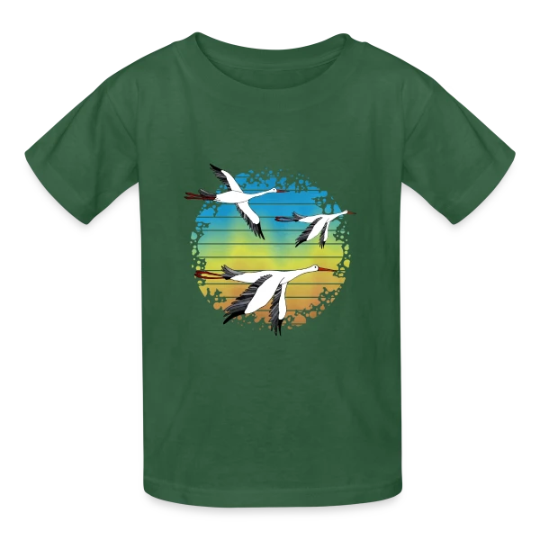 Cigogne Élégante sur T-shirts Russell Enfant