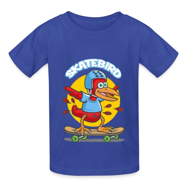 Skatebird : L'oiseau skater sur T-shirts Russell Enfant
