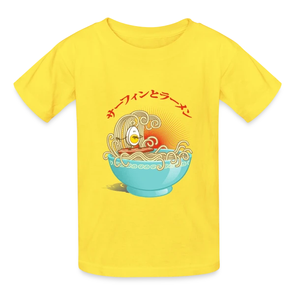 Surf & Ramens : L'Œuf glisse dans le bol sur T-shirts Russell Enfant