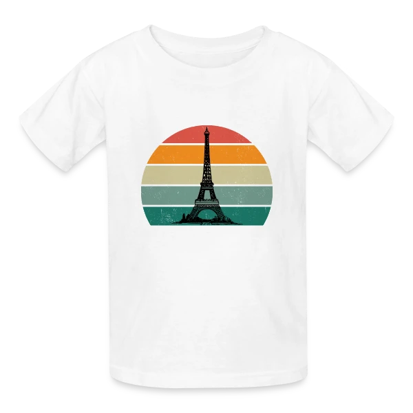 Tour Eiffel Rétro Sunset sur T-shirts Russell Enfant