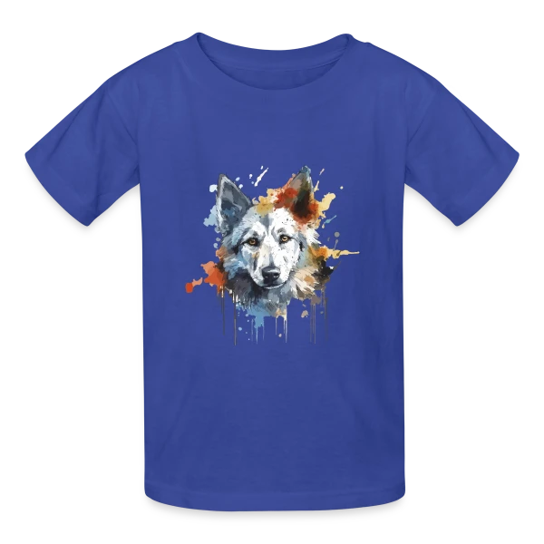 Loup Aquarelle Stylisé sur T-shirts Russell Enfant
