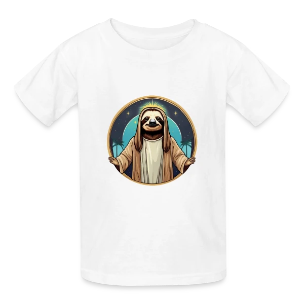 Jésus Paresseux Tropical sur T-shirts Russell Enfant