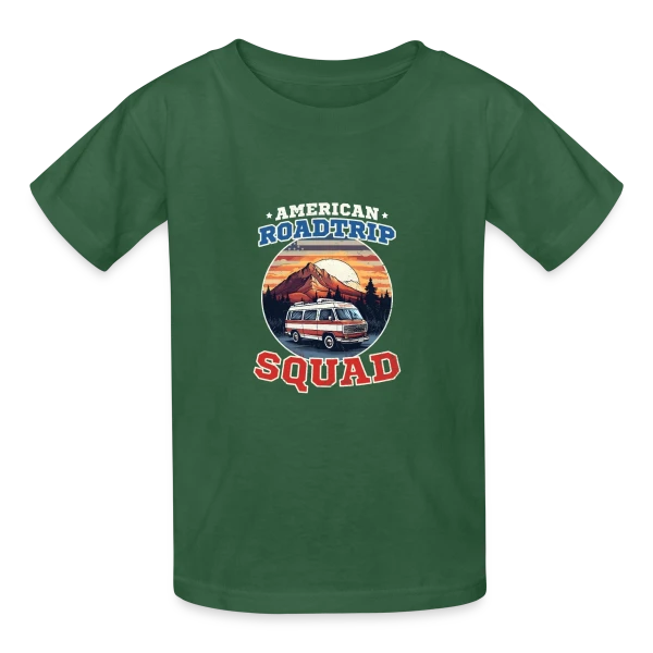 Équipe Road Trip Américain Van sur T-shirts Russell Enfant