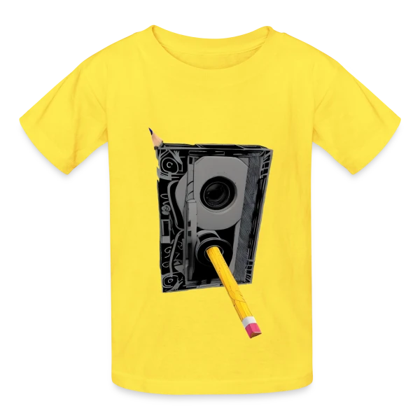 Cassette Détaillée Crayon Jaune sur T-shirts Russell Enfant