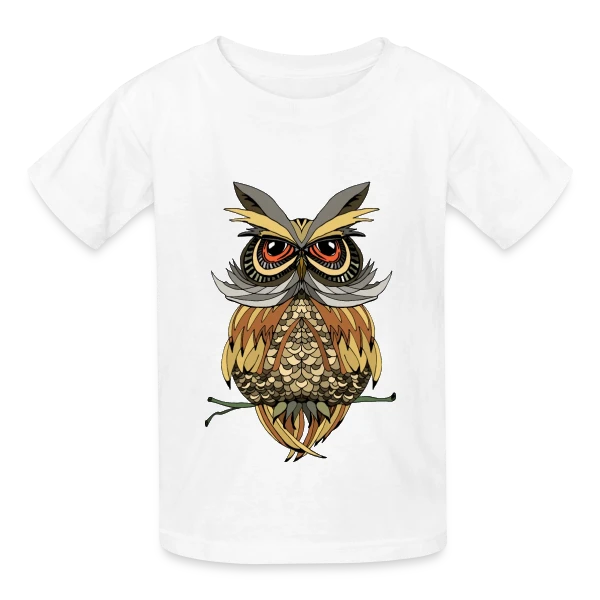 Hibou Majestueux Stylisé sur T-shirts Russell Enfant
