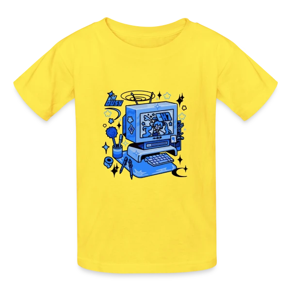 Ordinateur Rétro "I'm Busy" sur T-shirts Russell Enfant