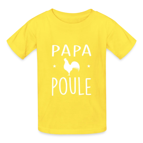 Papa Poule - Humour et Amour Familial sur T-shirts Russell Enfant