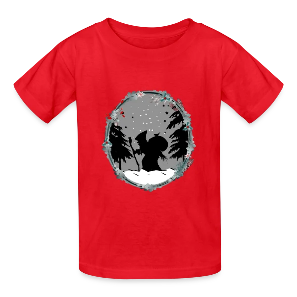 Père Fouettard en Silhouette - Style Noël Ancien sur T-shirts Russell Enfant