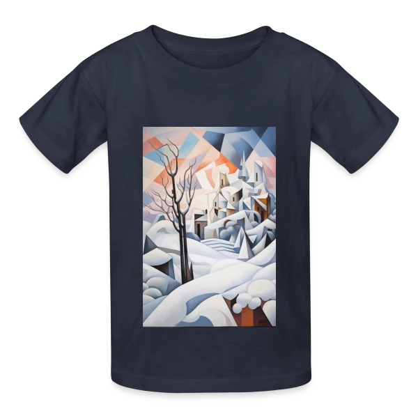 Paysage Hivernal Géométrique sur T-shirts Russell Enfant