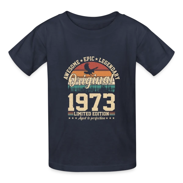 Légende Vintage 1973 sur T-shirts Russell Enfant