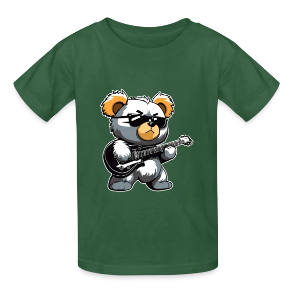 Ours en Peluche Heavy Metal à la Guitare sur T-shirts Russell Enfant