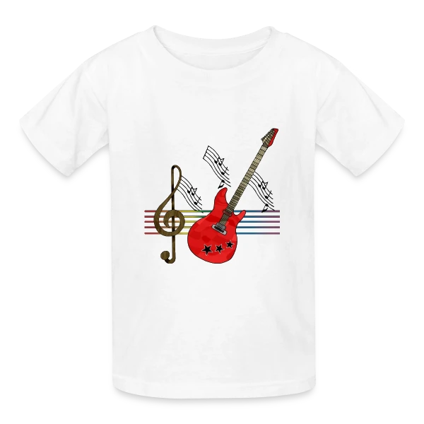 Guitare Addict sur T-shirts Russell Enfant