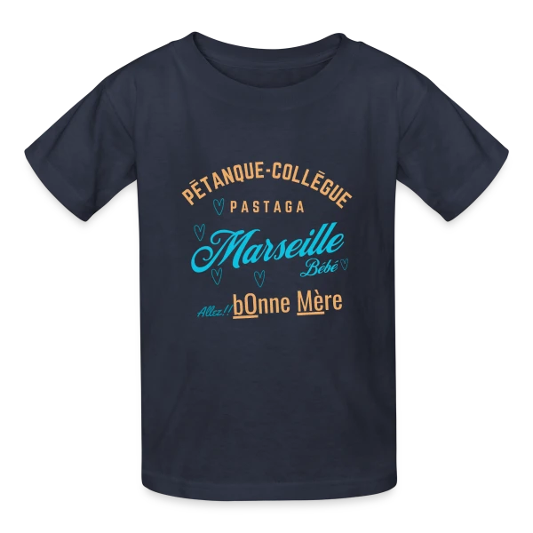 Mots Doux de Marseille sur T-shirts Russell Enfant