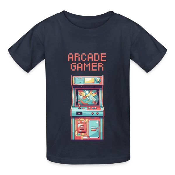 Arcade Gamer Rétro : Le Culte des Salles Obscures sur T-shirts Russell Enfant