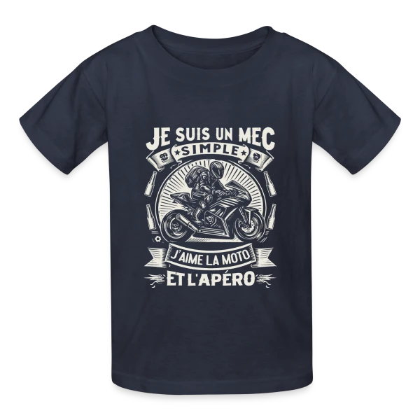Humour Moto & Apéro - Pour Mec Simple sur T-shirts Russell Enfant
