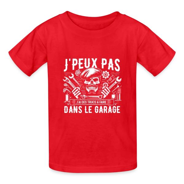 J'peux pas J'ai Garage | T-Shirt Humour Mécanicien Auto sur T-shirts Russell Enfant