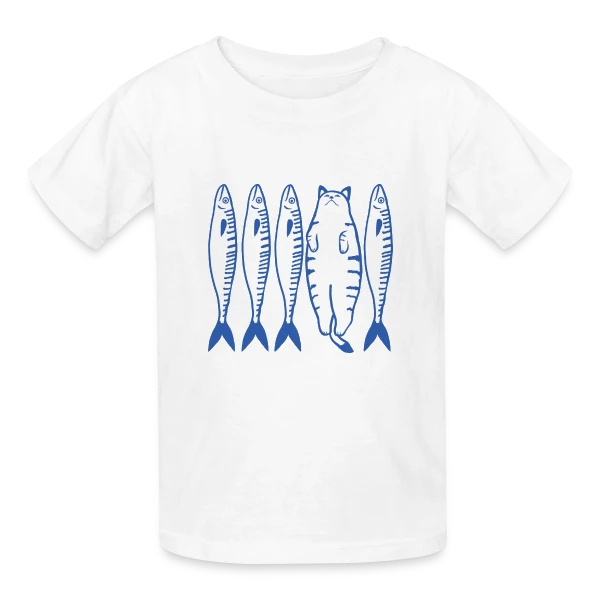 Chat Blanc et Compagnie sur T-shirts Russell Enfant