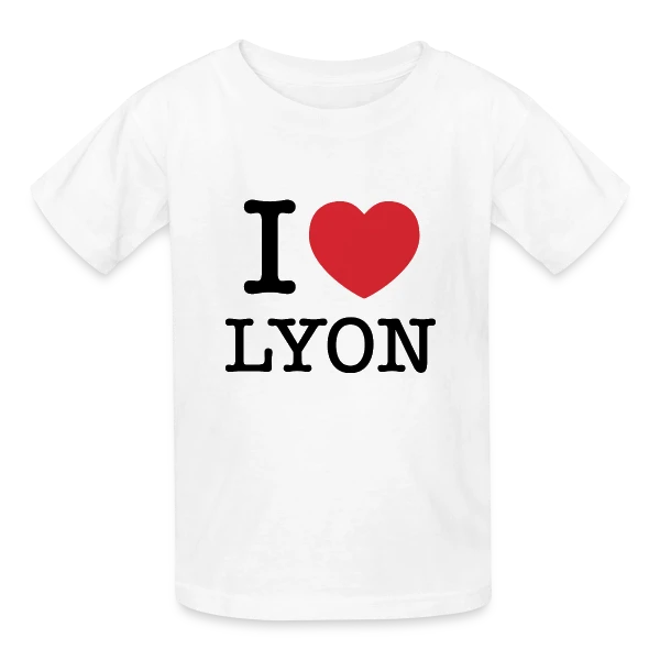 J'aime Lyon Classique sur T-shirts Russell Enfant