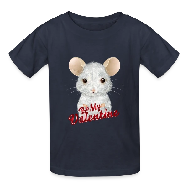Adorable Souris Blanche de la Saint-Valentin sur T-shirts Russell Enfant