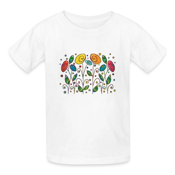 Fleurs Éclatantes sur T-shirts Russell Enfant