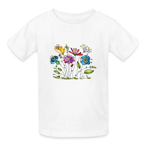 Douceur Florale sur T-shirts Russell Enfant