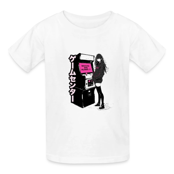 Fille Anime Gaming - En Attente du Joueur 2 sur T-shirts Russell Enfant