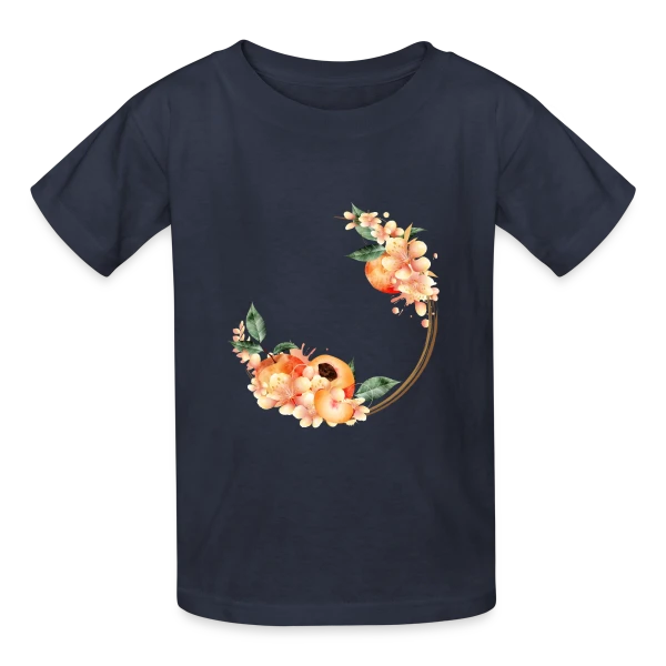 Pêche et Fleur en Couronne Tendance sur T-shirts Russell Enfant