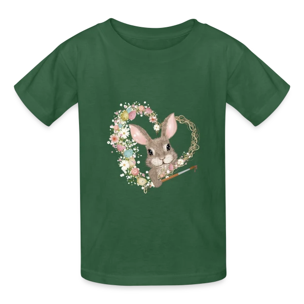 Lapin de Pâques Artiste : Cœur d'Œufs Pastel sur T-shirts Russell Enfant