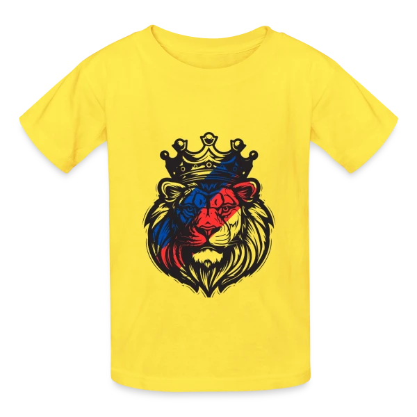 Lion Lyonnais Couronné OL sur T-shirts Russell Enfant