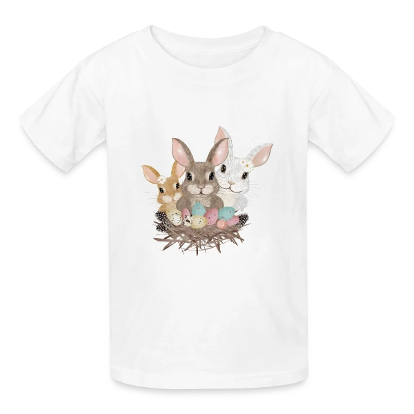 Famille de Lapins de Pâques Pastel Adorables sur T-shirts Russell Enfant