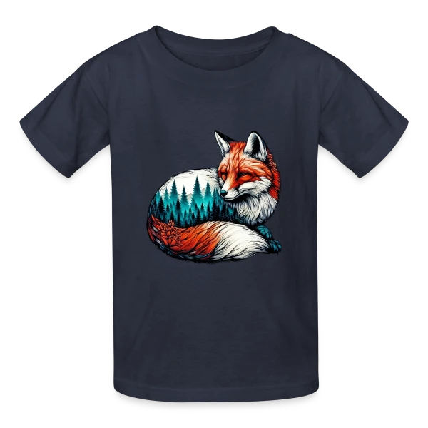 Renard Forêt Enchantée sur T-shirts Russell Enfant