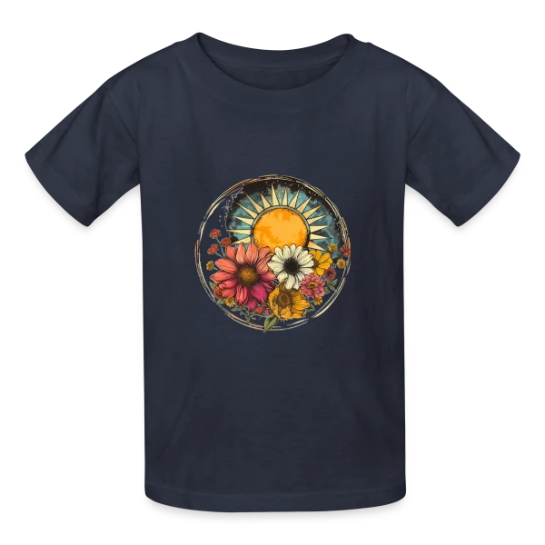 Soleil Floral Bohème sur T-shirts Russell Enfant