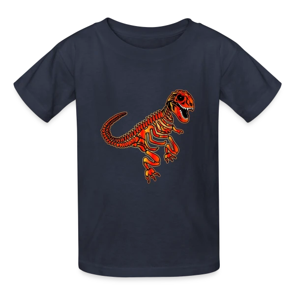 T-Rex Fossile Rouge Éclatant sur T-shirts Russell Enfant