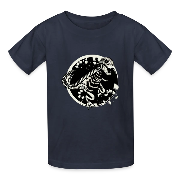 T-Rex Fossile : Le Squelette de Dinosaure Mythique sur T-shirts Russell Enfant