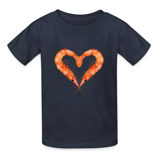 Cœur de Crevettes Roses sur T-shirts Russell Enfant
