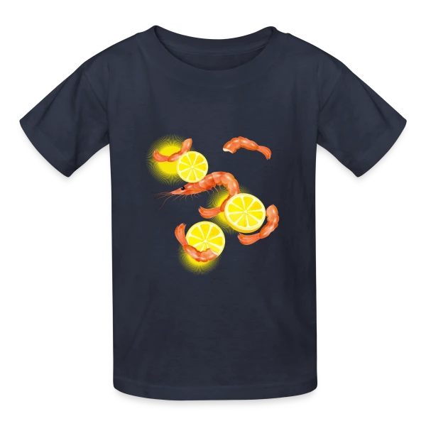 Crevettes et Citron Frais sur T-shirts Russell Enfant